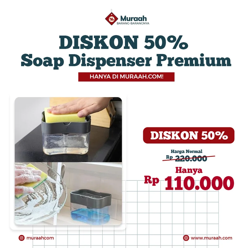 Konten promo diskon 50% Soap Dispenser Premium di Instagram Muraah