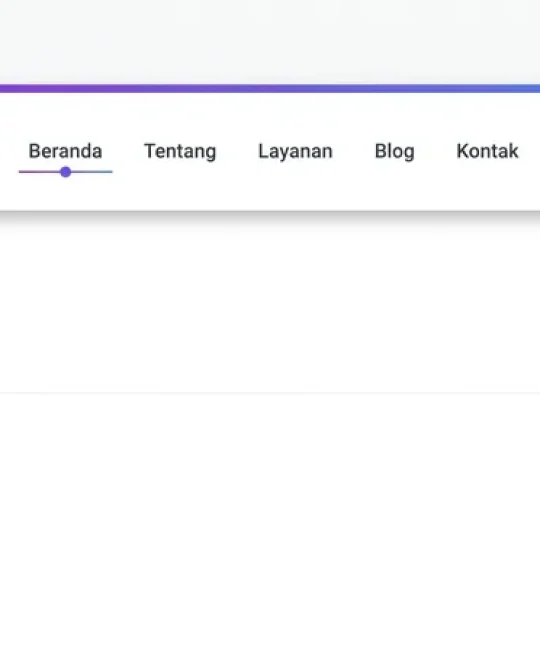 Ilustrasi navbar website horizontal dengan menu Beranda, Tentang, Layanan, Blog, Kontak
