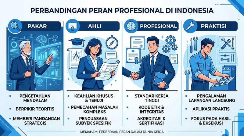 Perbedaan Pakar, Ahli, Profesional, dan Praktisi di Indonesia