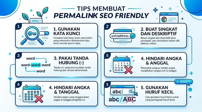 Infografis tips membuat permalink yang SEO friendly dalam bahasa Indonesia