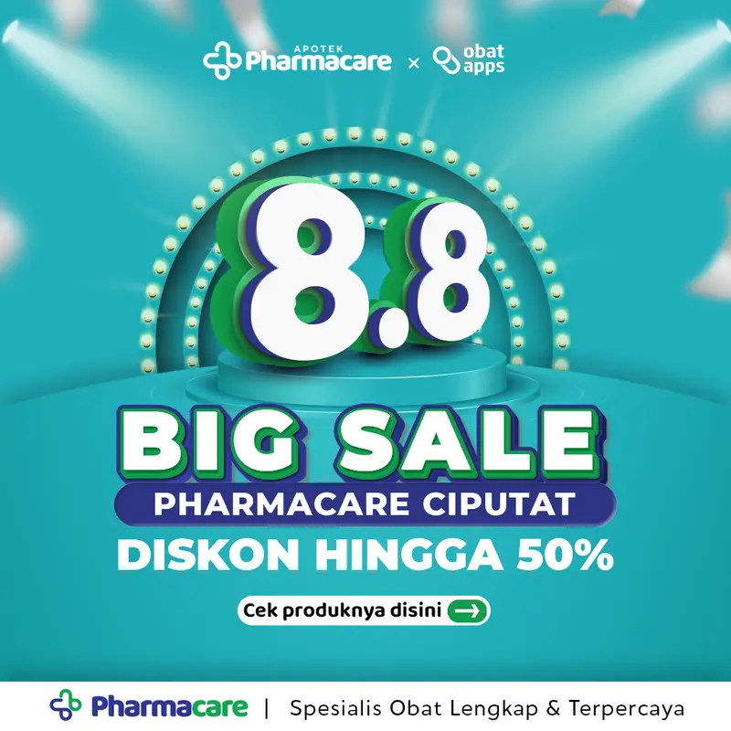 Desain konten kolaborasi Pharmacare x Obat Apps untuk kampanye promo bersama