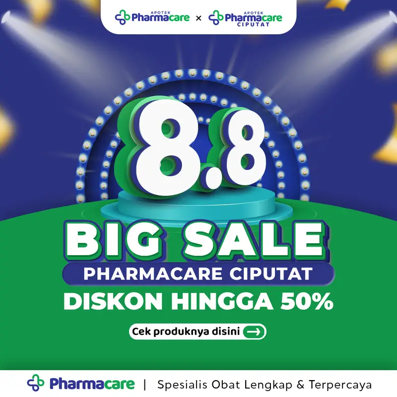 Desain konten promo 8.8 Big Sale Pharmacare Ciputat untuk Instagram feed