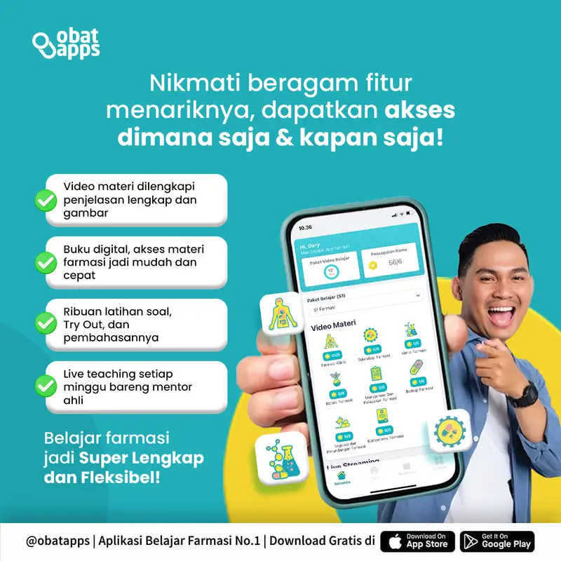 Desain konten fitur aplikasi farmasi Obatapps Pharmaskill