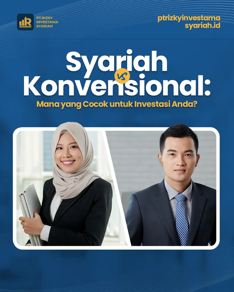 Desain carousel perbandingan syariah vs konvensional Rizky Investama oleh Creativism