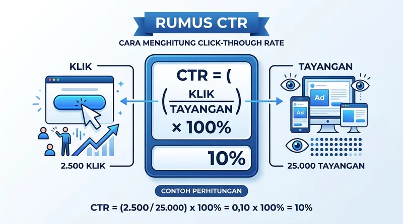 Infografis rumus CTR cara menghitung click through rate