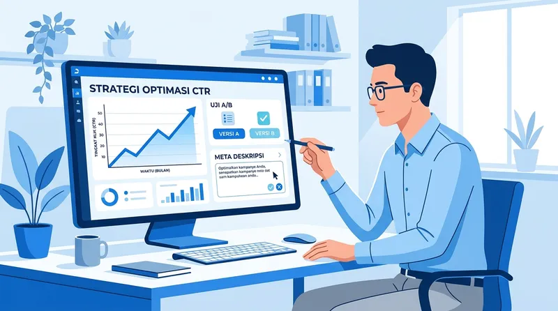 Strategi optimasi CTR termasuk A/B testing dan meta deskripsi