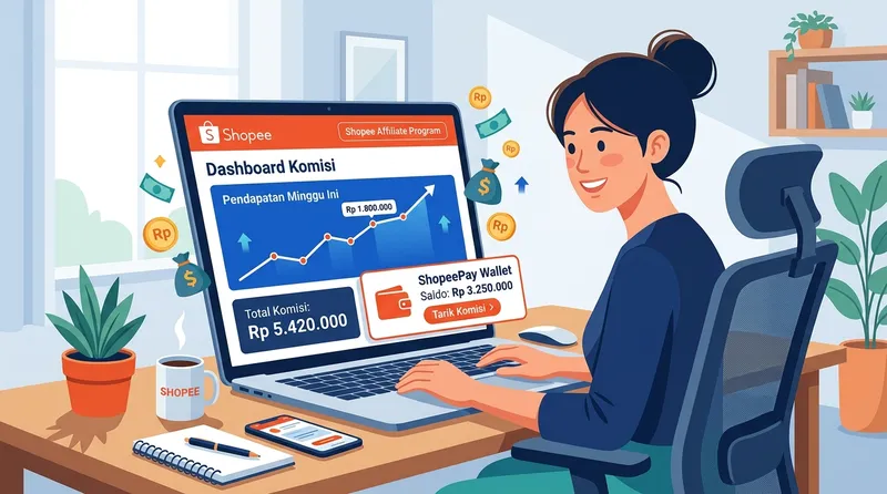 Dashboard komisi Shopee Affiliate dan cara tarik komisi