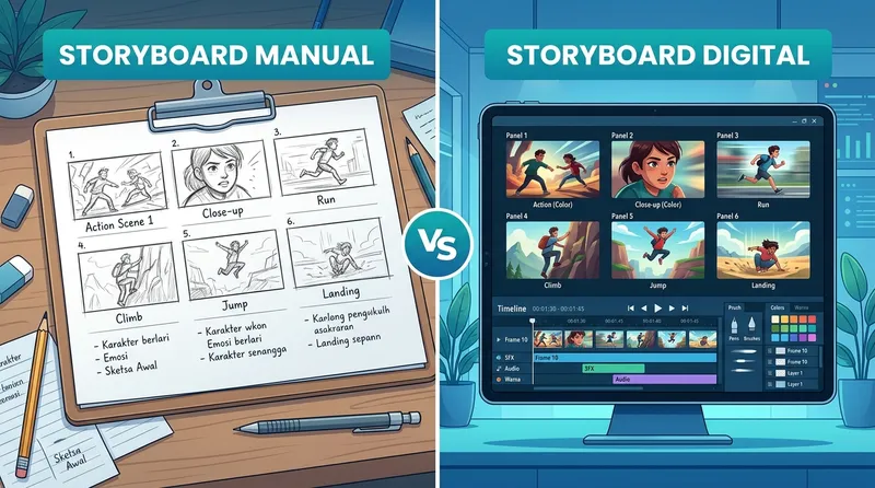 Perbandingan storyboard manual dan storyboard digital