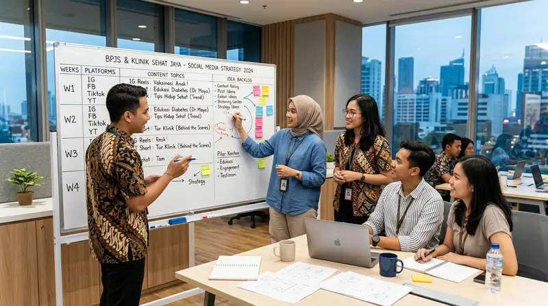 Tim Creativism menyusun strategi konten social media untuk klinik kulit