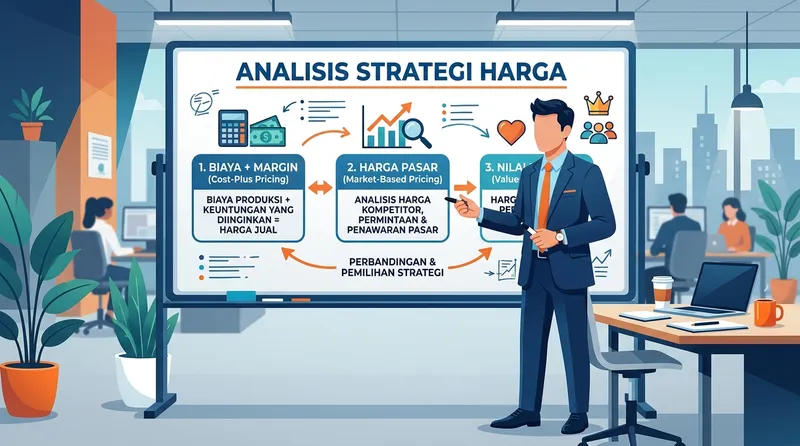 Ilustrasi strategi penetapan rate harga dengan tiga metode pricing