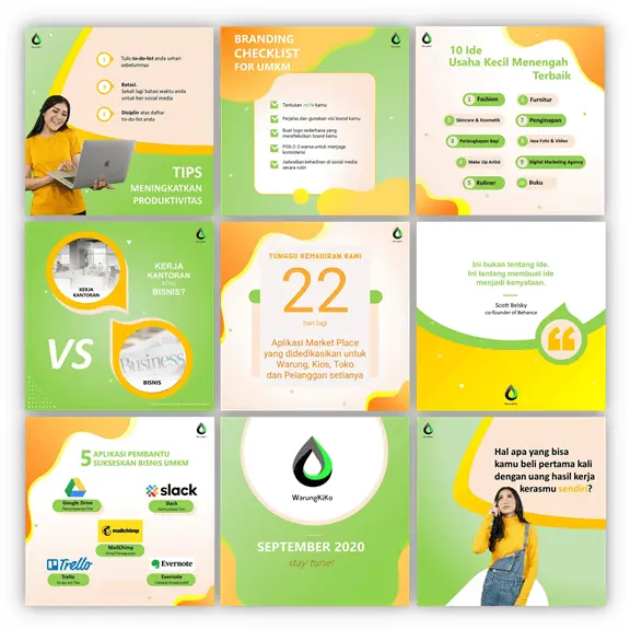 Portfolio konten Warung Kiko oleh Creativism - kolase desain feed Instagram edukatif untuk UMKM