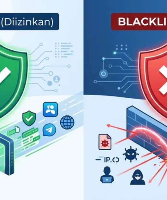 Ilustrasi perbedaan whitelist dan blacklist dalam keamanan siber