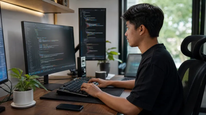 Coding program di workspace developer Indonesia modern
