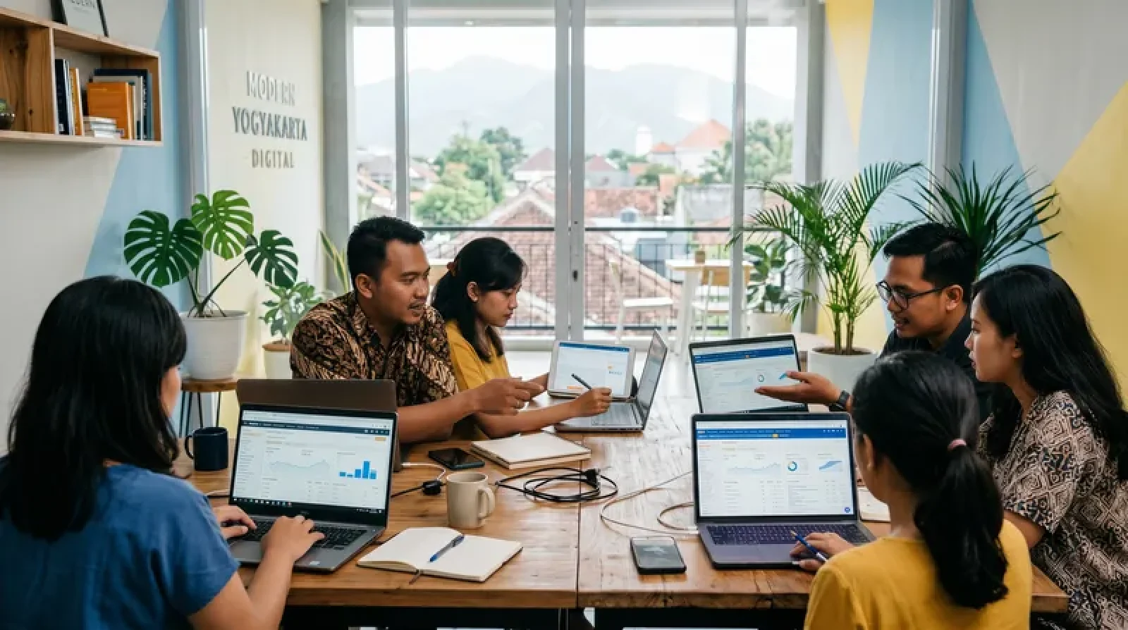 Tim agency SEO terbaik di Jogja sedang meeting strategi optimasi website klien