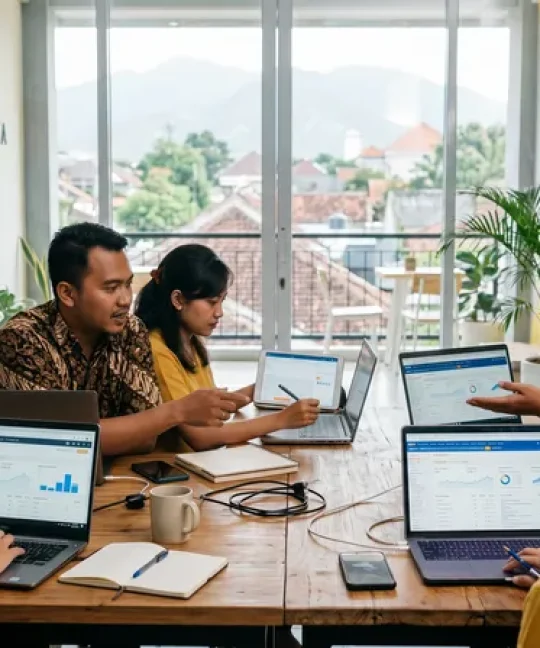 Tim agency SEO terbaik di Jogja sedang meeting strategi optimasi website klien