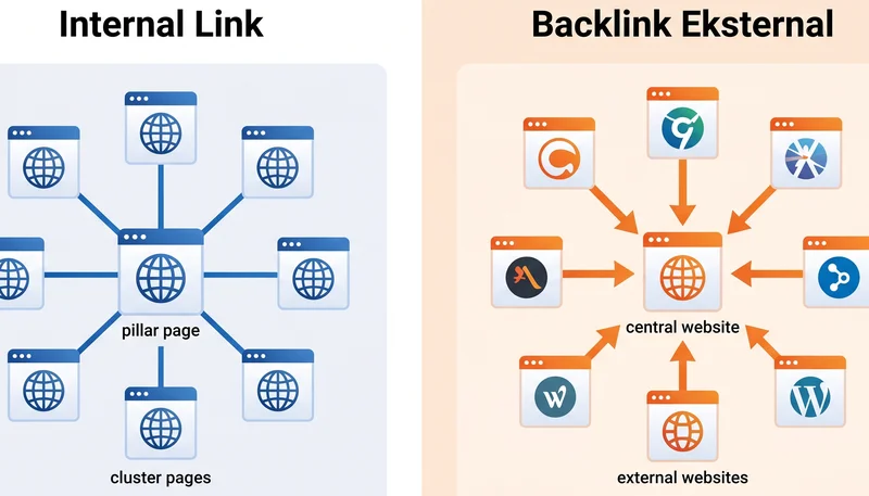 Perbandingan strategi anchor text untuk internal link versus backlink eksternal