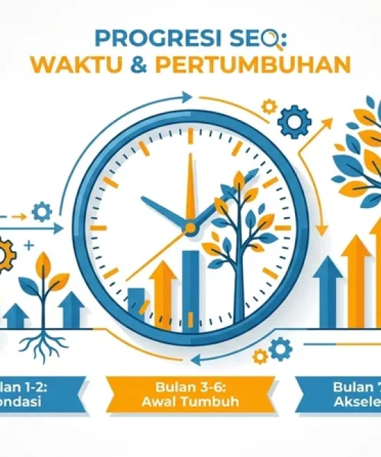 Berapa lama SEO terasa hasilnya: ilustrasi timeline progres SEO dari fondasi hingga akselerasi