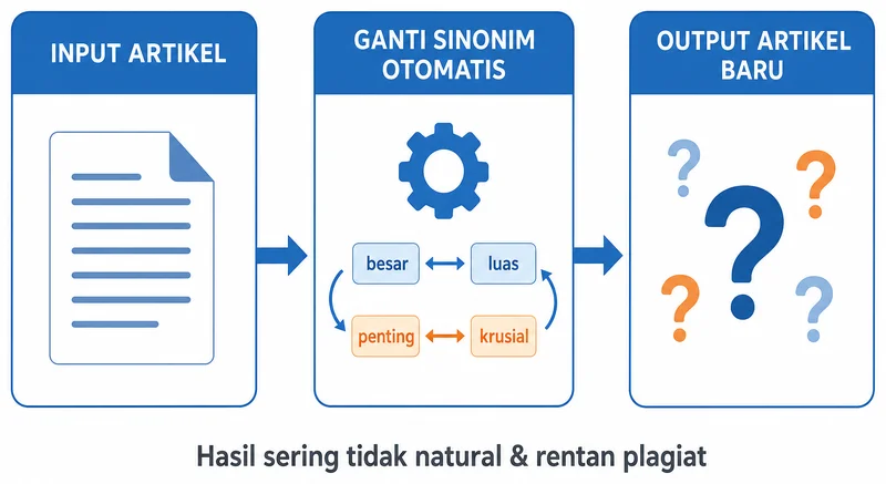 Cara kerja artikel spinner: ganti sinonim otomatis