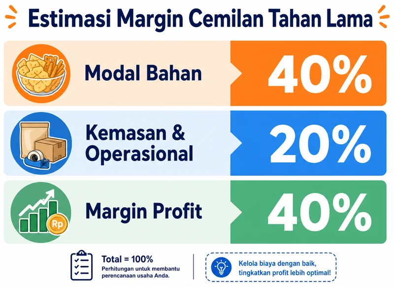 Estimasi margin profit cemilan tahan lama untuk dijual