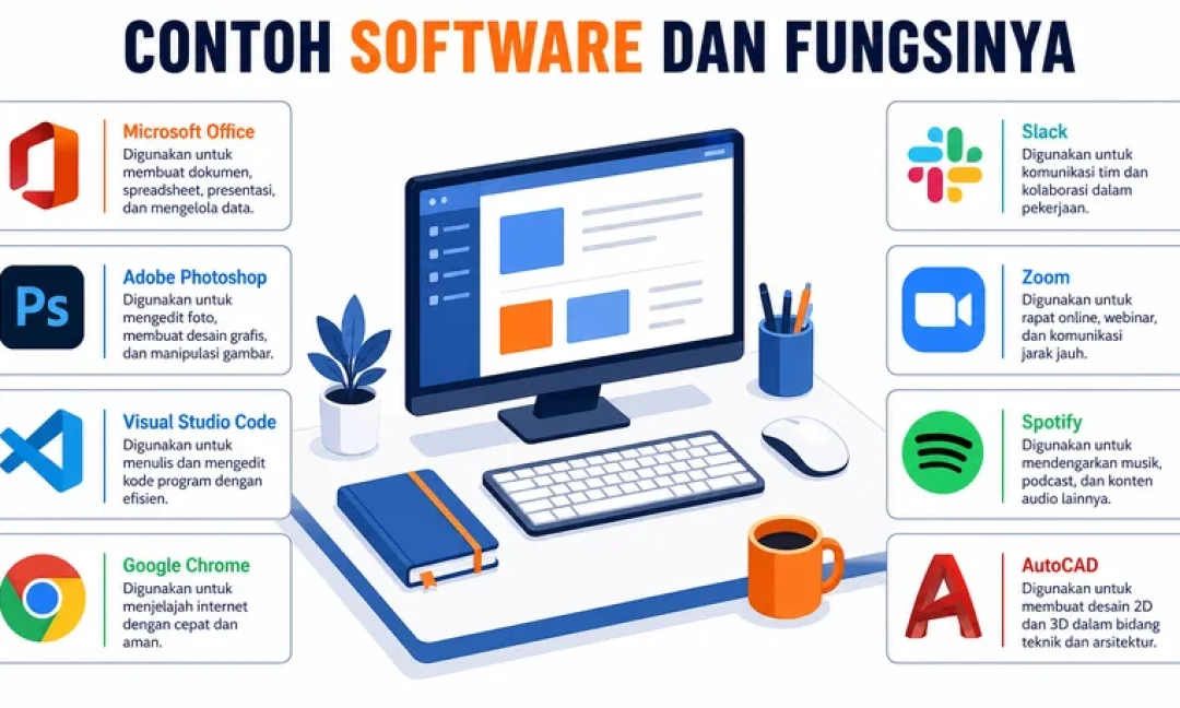 Contoh software dan fungsinya - kumpulan ikon software populer
