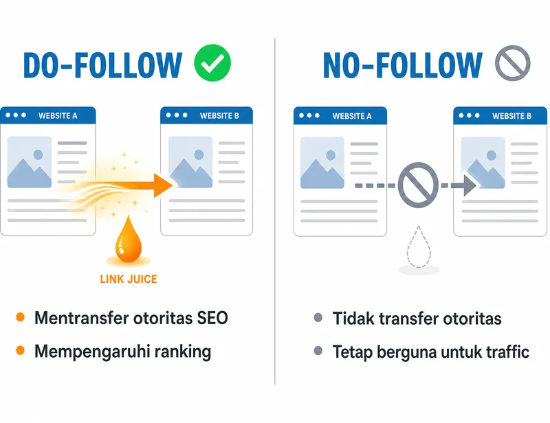 Perbedaan link do-follow dan no-follow dalam strategi linkbuilding