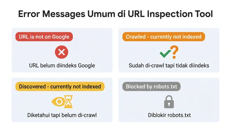 Empat error message umum di URL Inspection Tool dan artinya