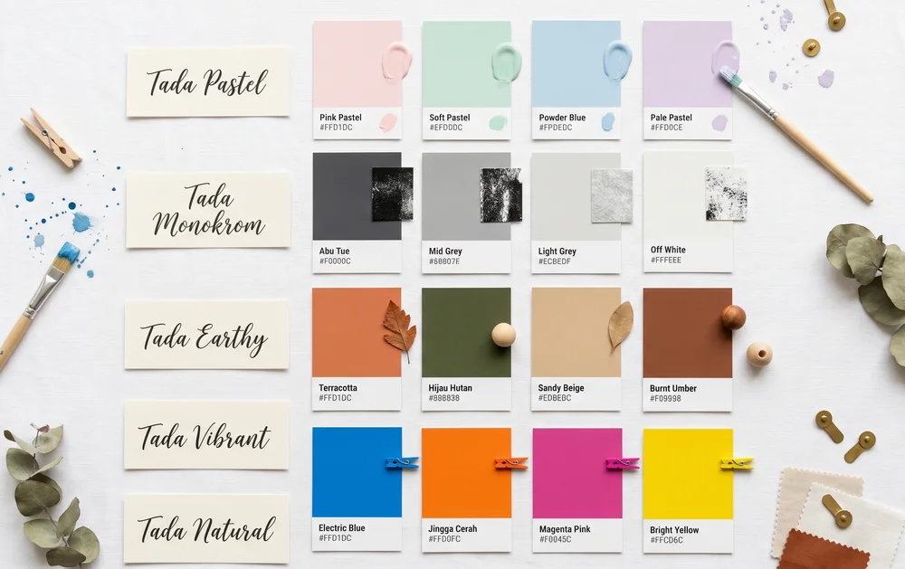 Palet warna feed IG aesthetic pastel monokrom earthy vibrant