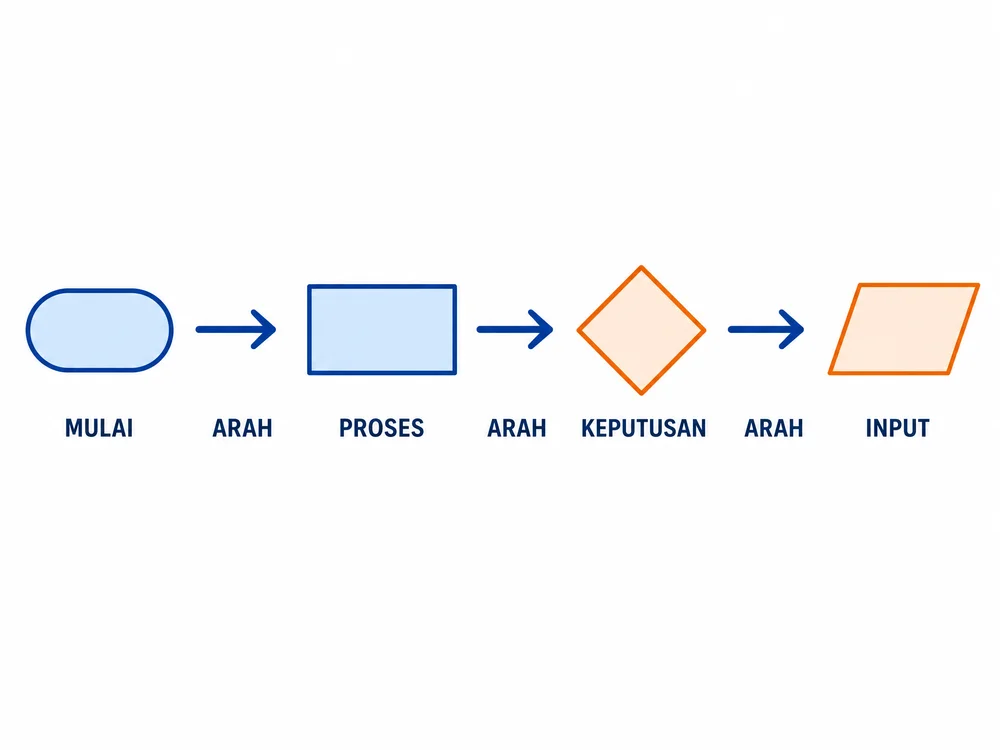 Simbol flowchart standar - mulai, proses, keputusan, input output