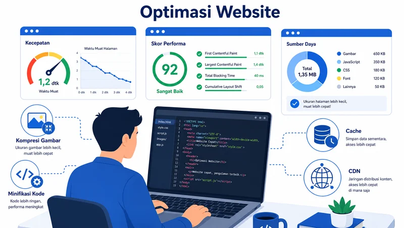Ilustrasi proses optimasi website untuk meningkatkan google score