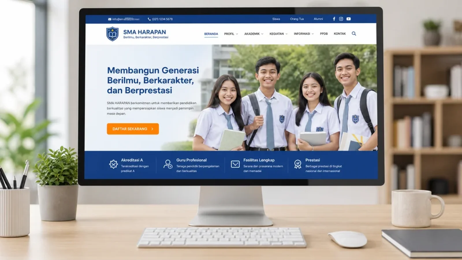 Contoh website sekolah terbaik dengan tampilan modern dan fitur PPDB online