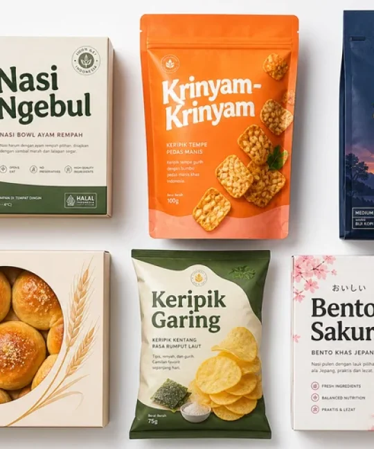 Contoh kemasan brand makanan kreatif Indonesia