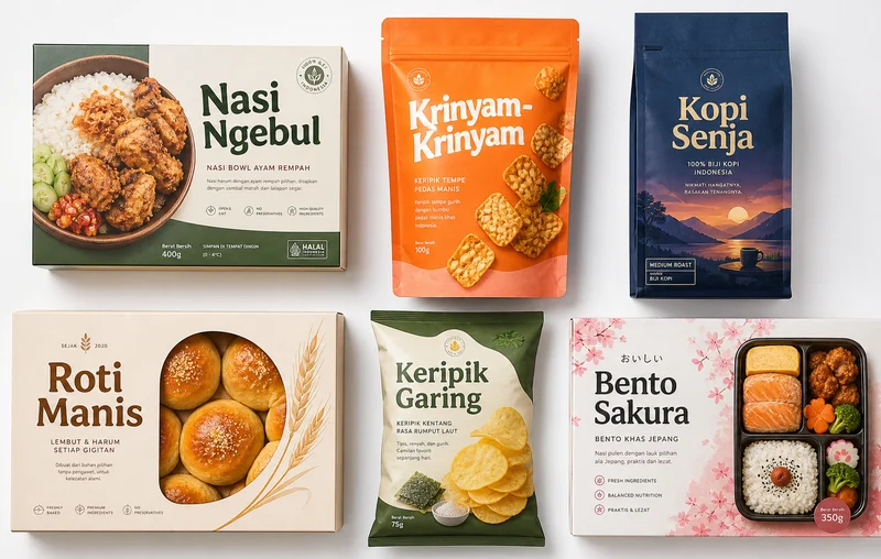 Contoh kemasan brand makanan kreatif Indonesia