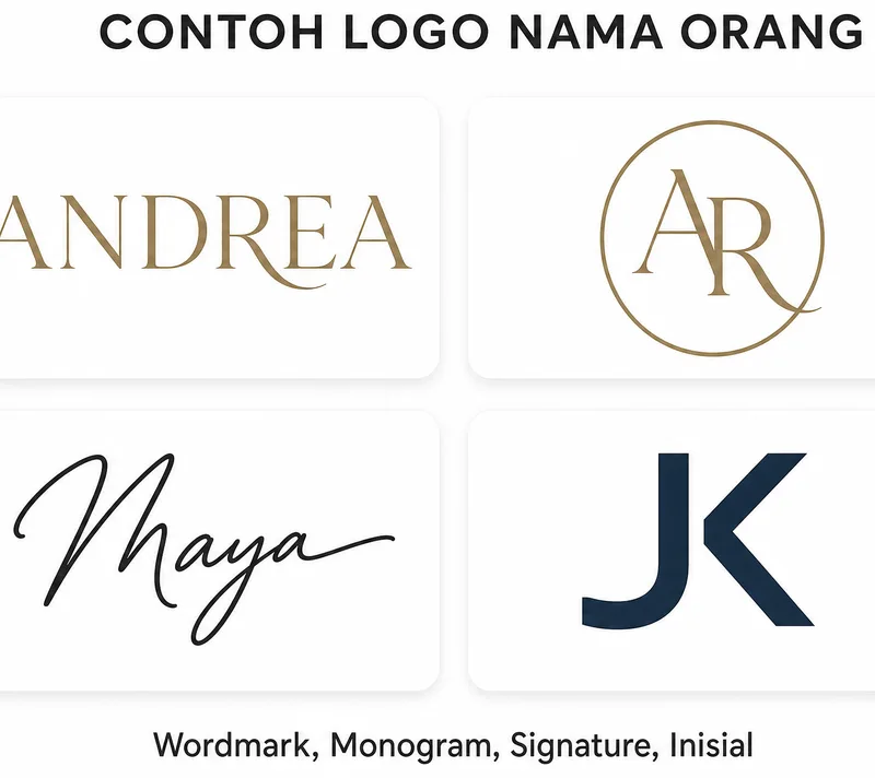Contoh logo nama orang dengan empat gaya berbeda