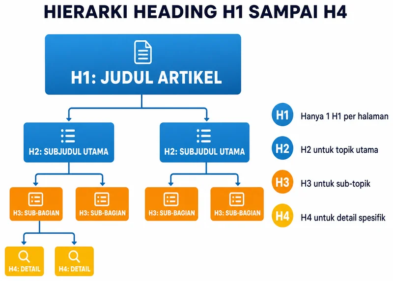 hierarki heading H1 H2 H3 H4 dalam struktur blog