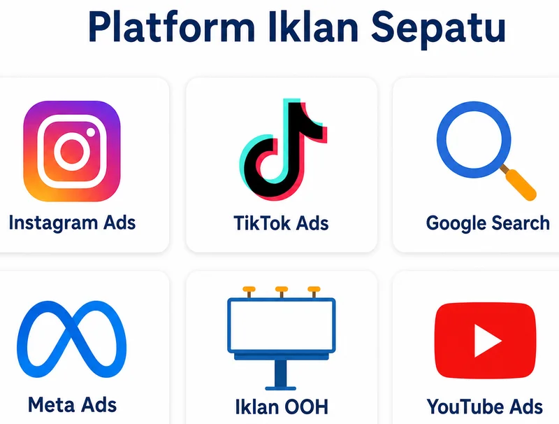 Platform iklan sepatu Instagram TikTok Google Meta OOH YouTube
