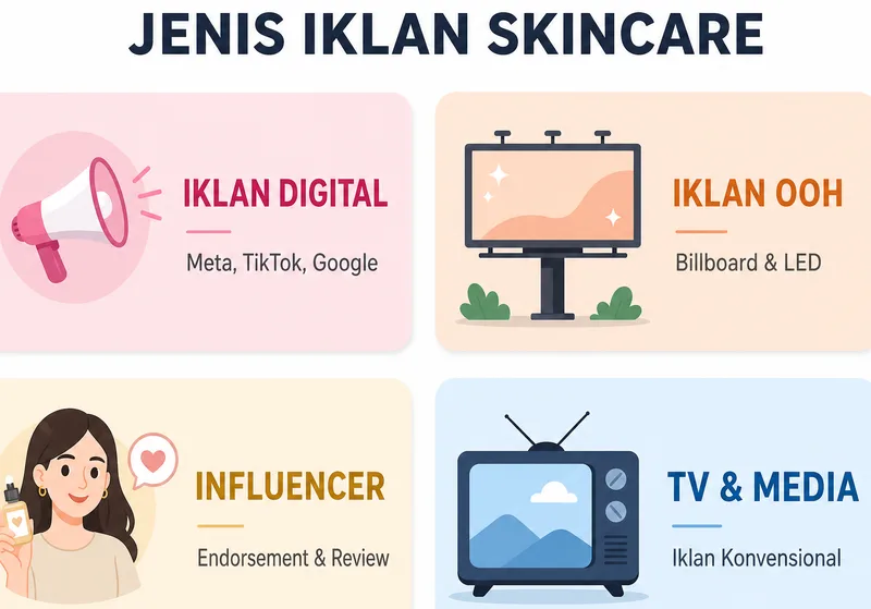 Jenis iklan skincare: digital, OOH, influencer, dan TV