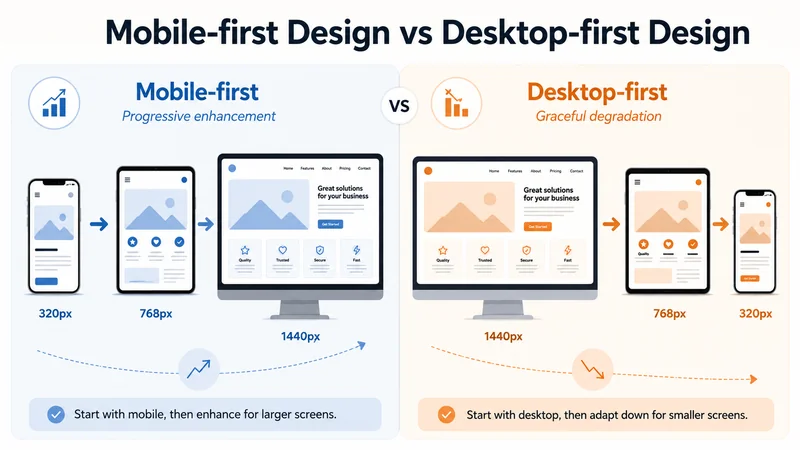 Mobile-first design vs desktop-first progressive enhancement