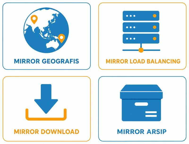Jenis mirror website: geografis, load balancing, download, arsip
