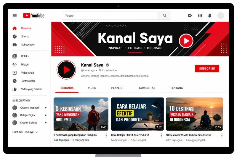 Kanal YouTube adalah halaman channel YouTube dengan branding