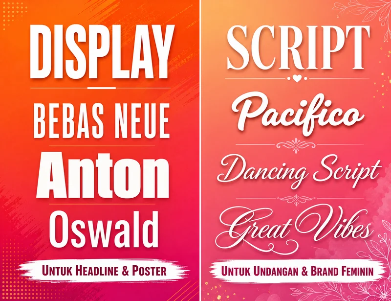 Contoh font display dan script untuk poster dan undangan