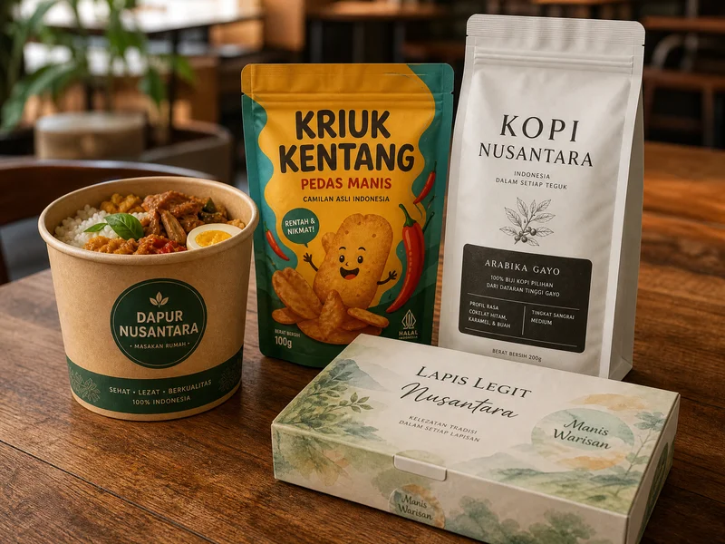 Contoh kemasan brand makanan dengan desain kreatif