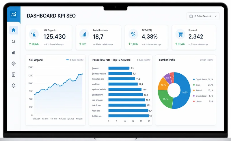 Dashboard KPI SEO untuk monitoring performa organik
