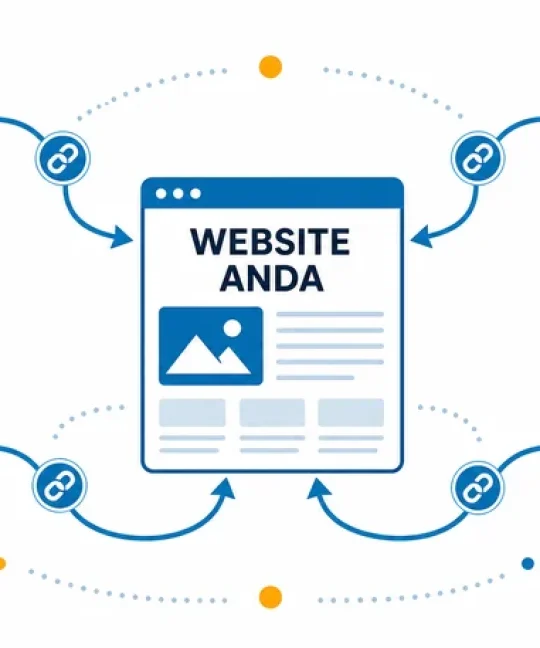 Ilustrasi linkbuilding sebagai jaringan tautan antar website untuk SEO