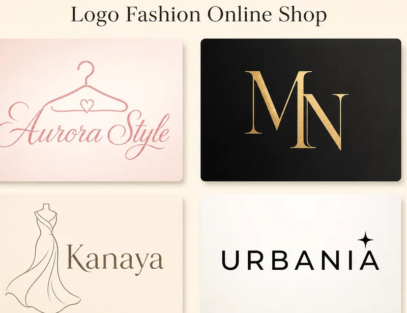 Contoh logo online shop fashion dengan empat gaya berbeda