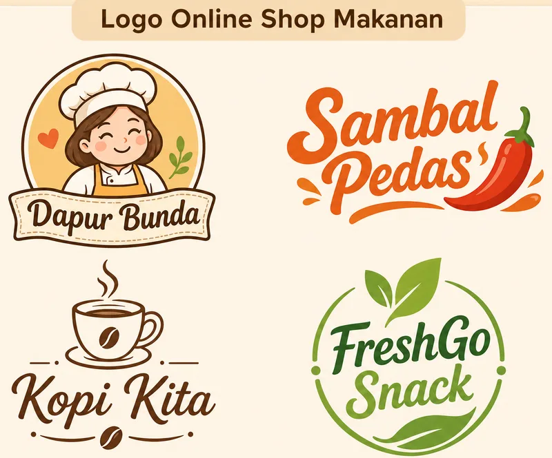 Contoh logo online shop makanan dan kuliner