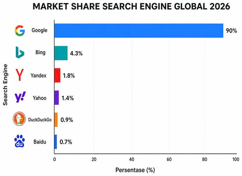 Grafik market share search engine global tahun 2026