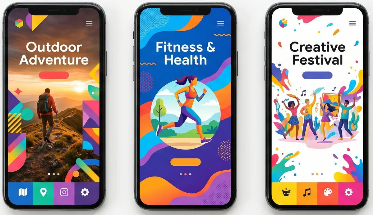 Tiga smartphone menampilkan tampilan microsite kampanye di layar mobile