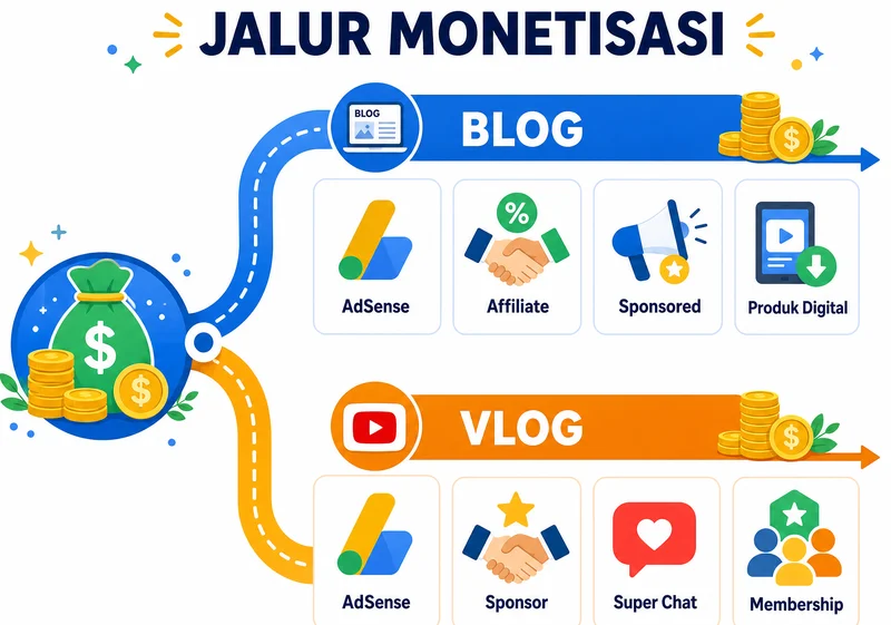 Jalur monetisasi blog dan vlog
