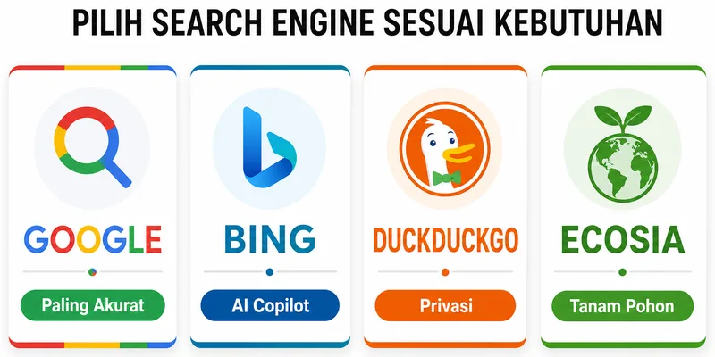 Perbandingan 4 search engine berdasarkan kebutuhan pengguna
