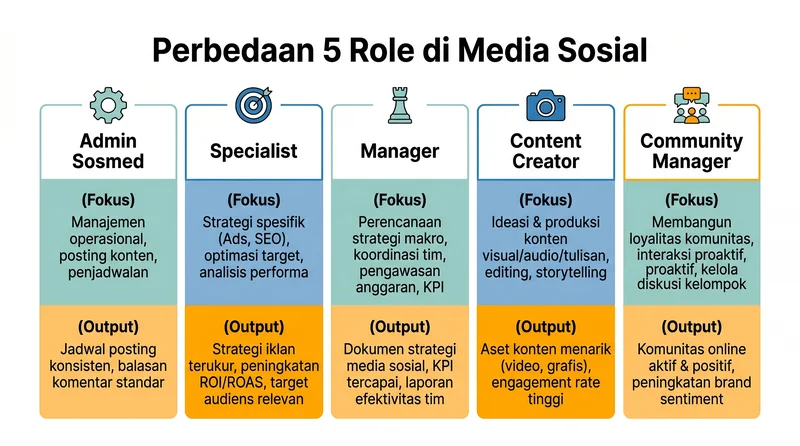 Perbedaan admin media sosial dengan specialist manager content creator community manager